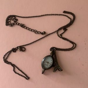 Paris decorative clock and rifle tower necklace